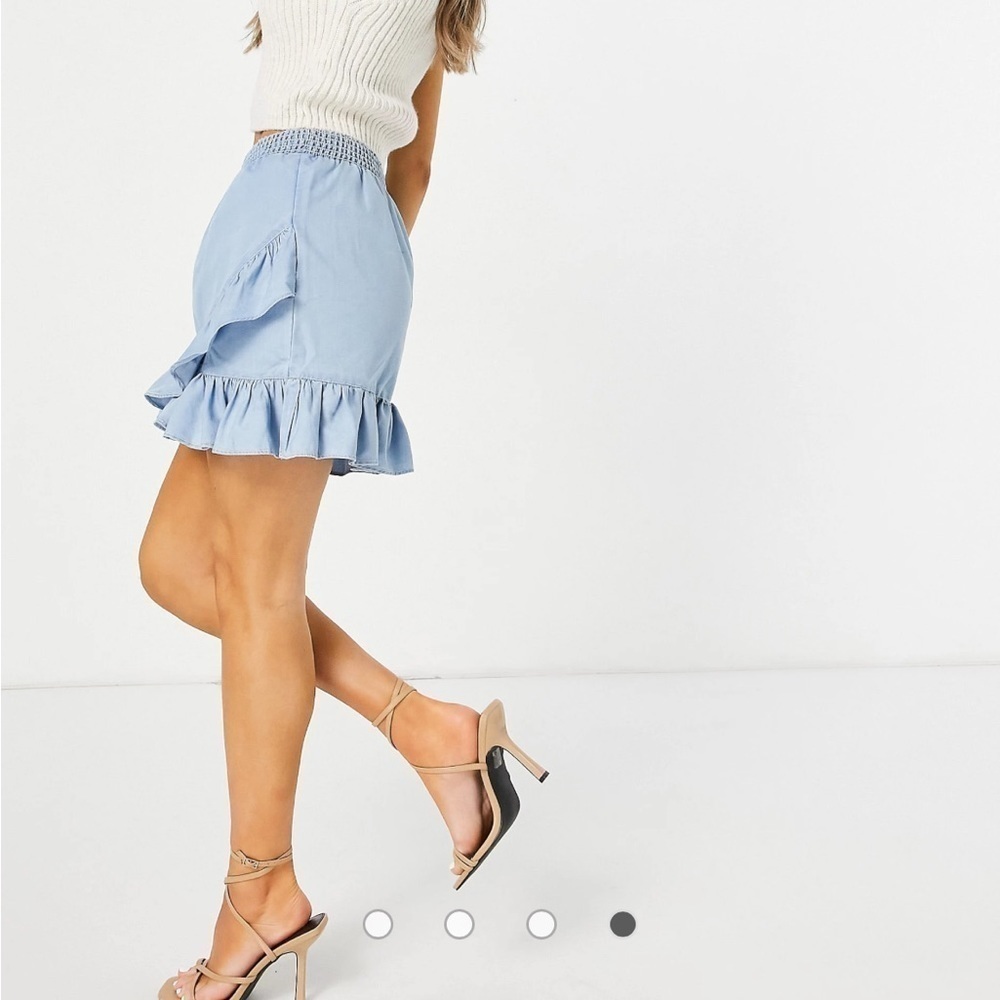 ❤️3 for $15!❤️ Women’s French Connection Chambray Mini Skirt, size XS - Picture 9 of 12